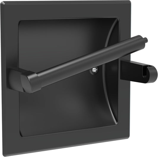 Matte Black Recessed Toilet Paper Holder for Large Rolls. Pivoting Black Toilet Paper Holder Wall Mount Stainless Steel. in Wall Toilet Paper Holders Black. Bathroom Toilet Paper Wall Holder