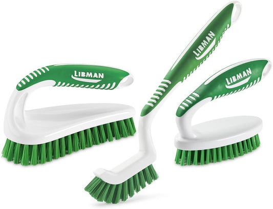 Libman Scrub Brush Kit ¨C Three Different Durable Brushes for Grout. Tile. Bathroom. Kitchen. Easy to Handle. Strong Fibers for Tough Messes ¨C Family Made in the USA. Unisex Lot 2406