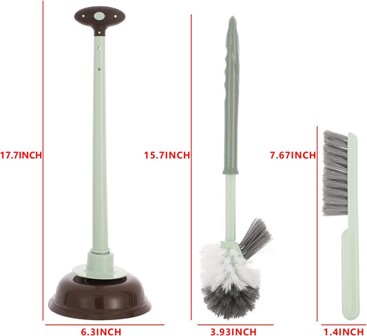 Cq acrylic Toilet Brush and Plunger Set.Toilet Plunger and Brush Combo Bathroom Deeply Cleaning Tools.Bathroom Toilet Bowl Brush with Holder(Green 1 Set)