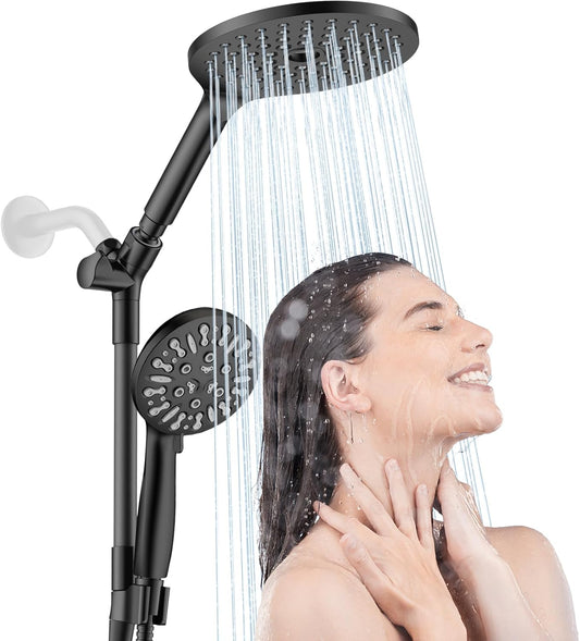 Dual Shower Heads with Handheld Spray. 7.5 Rainfall Shower Head with Handheld Combo. High Pressure Double Shower Heads with Handheld Spray. 9 Modes Hand Showerhead with 78 Hose (Matte Black)